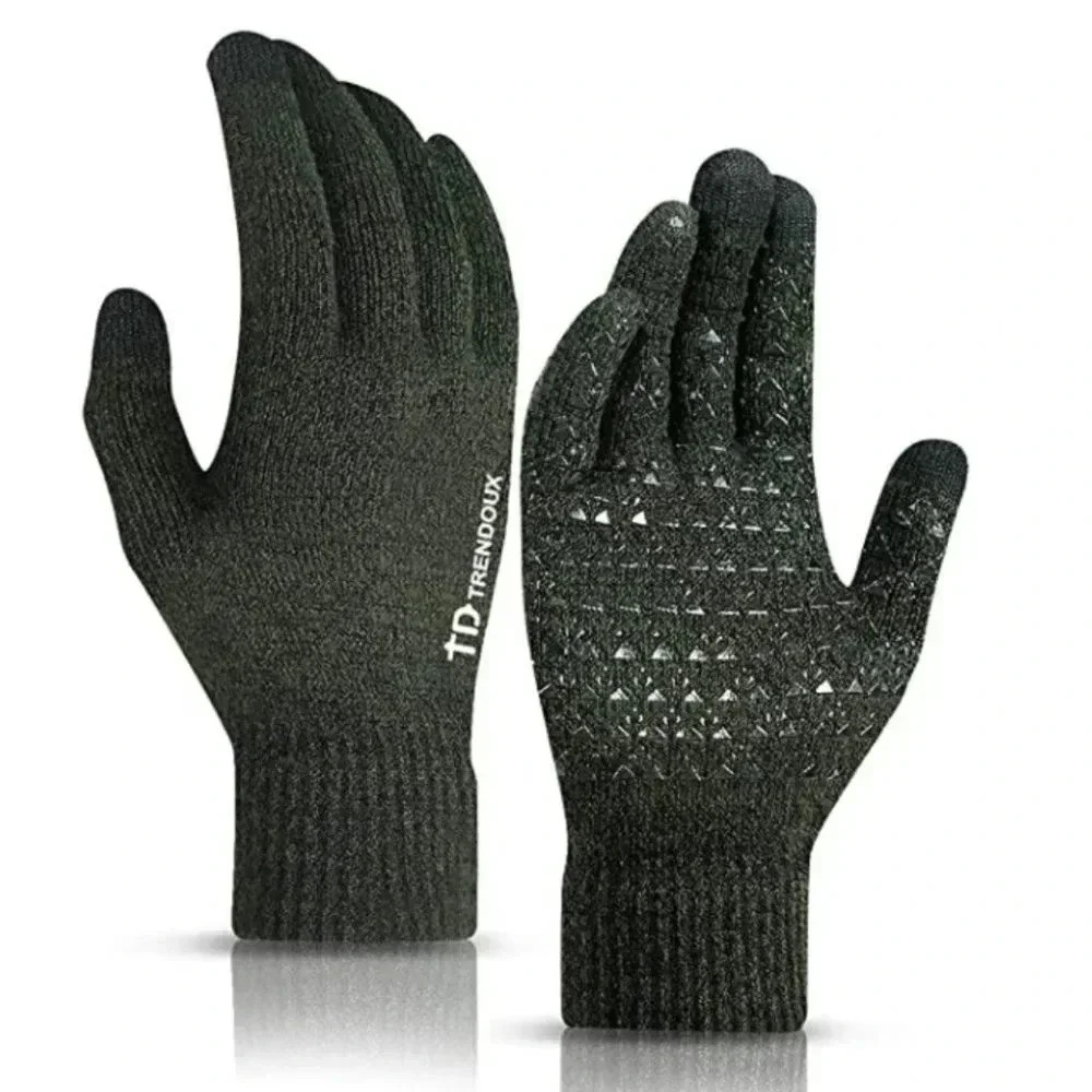 TOUCH SCREEN WARM MIDNIGHT GREEN COLOR Winter MEN Gloves Anti-Slip